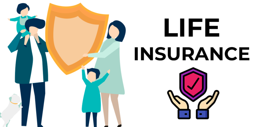 a picture of family and inscription life insurance on the right