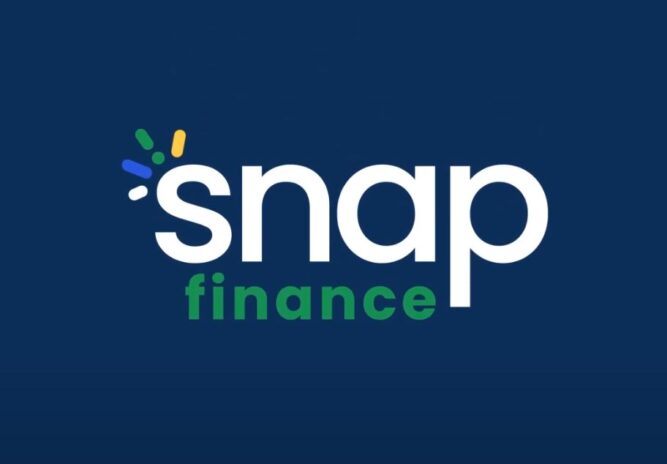 Snap Finance company logo on a blue background